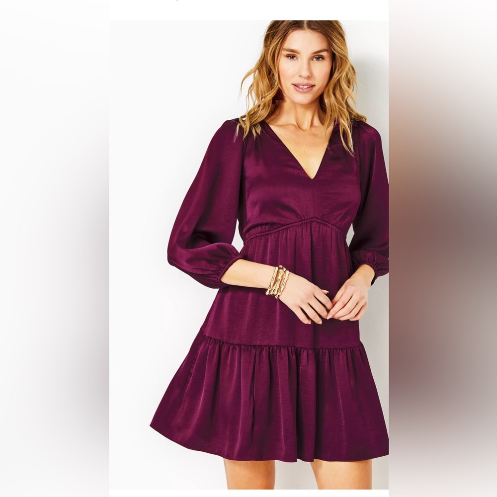 Lilly Pulitzer Amarena Cherry Deacon 3/4 Sleeve V-neck Dress Size 16 NWT…